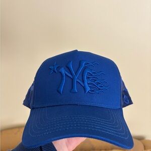 ALL Blue New York Yankee Hell Star Truckers SnapBack hat
